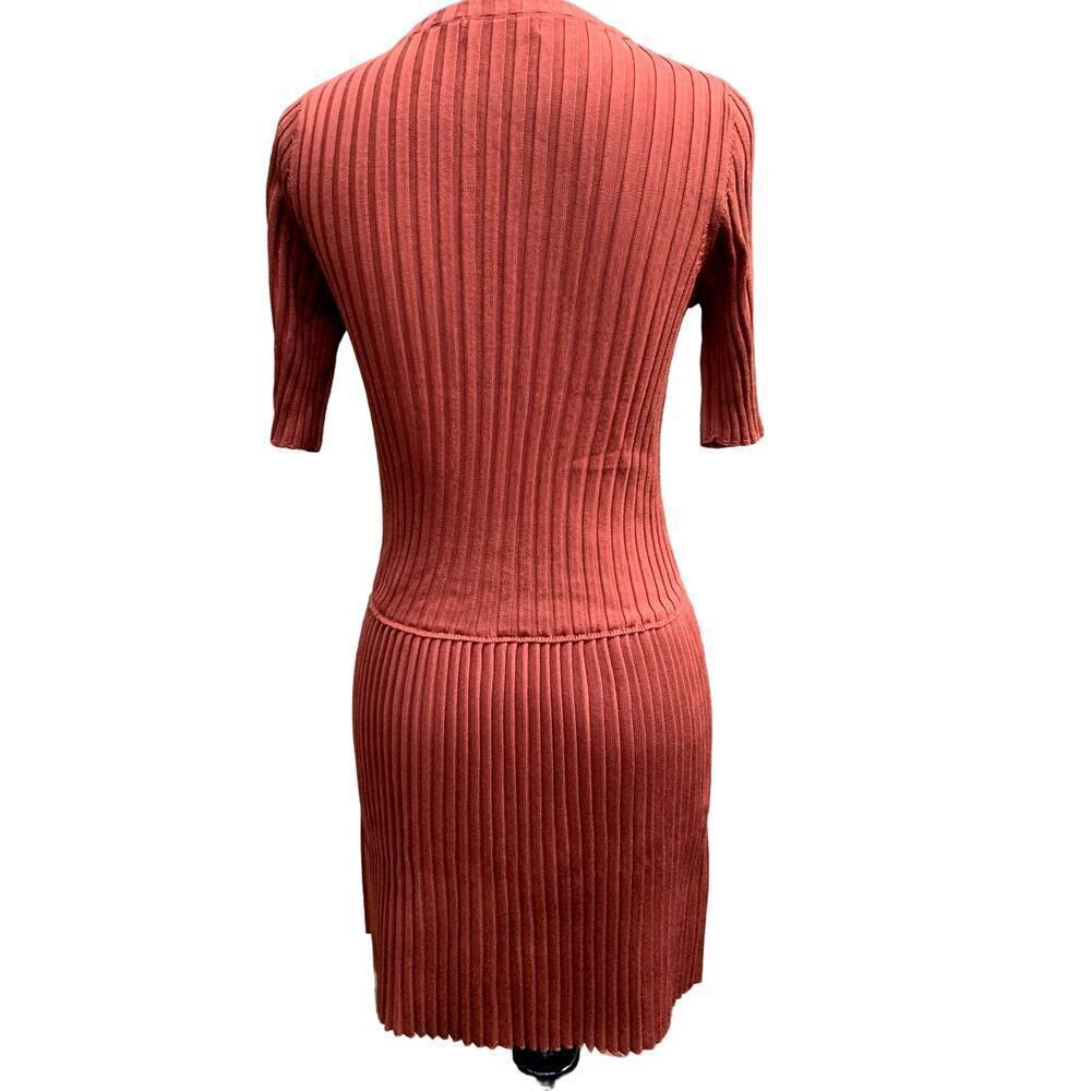 NEW w/Tags ASM Collection Rust Orange Fall Ribbed Knit Sweater Dress Small - Picture 4 of 5